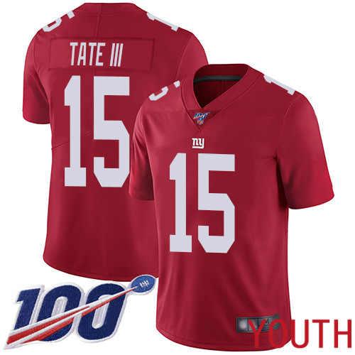 Youth New York Giants 15 Golden Tate III Red Limited Red Inverted Legend 100th Season Football NFL Jersey
